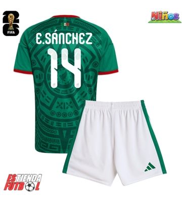 México Erick Sanchez #14 Primera Equipación Niños Mundial 2026 Manga Corta (+ Pantalones cortos)